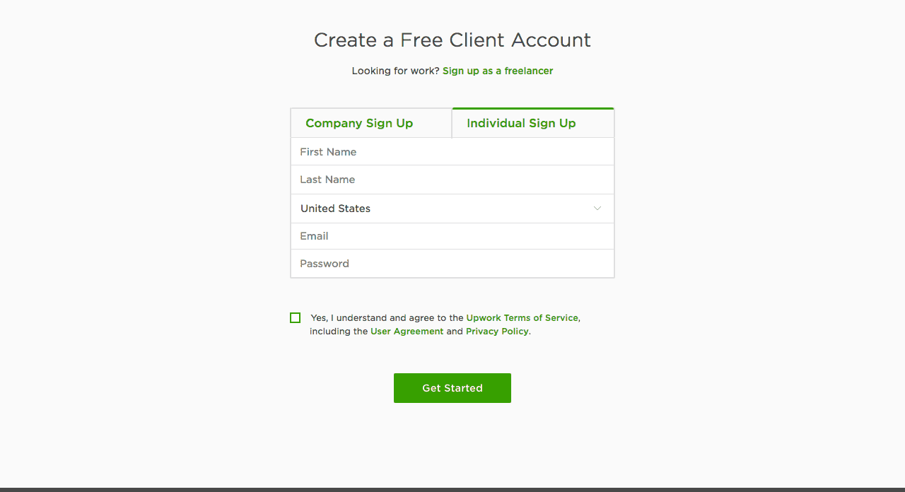 <p>At <a href="https://www.upwork.com">https://www.upwork.com</a>, sign up as a client.</p>