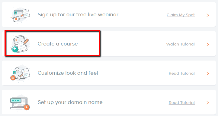 <p>From the dashboard, click Create a Course > Enter your information > Click Create Course > Enter information about your course > Click Create Course.</p>