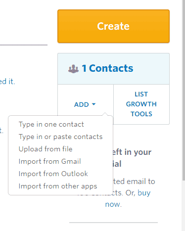 <p>To add contacts to your list in the future, click Add below Contacts from the dashboard > Select how you want to add your contacts from the drop down and just follow the prompts.</p>