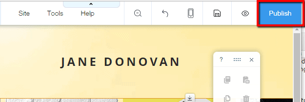 <p>To publish your site, click Publish on the upper right side.</p>