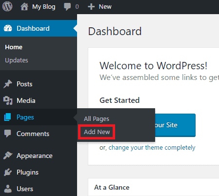 <p>Start creating your pages by clicking on Pages > Add New Page from the dashboard.</p>