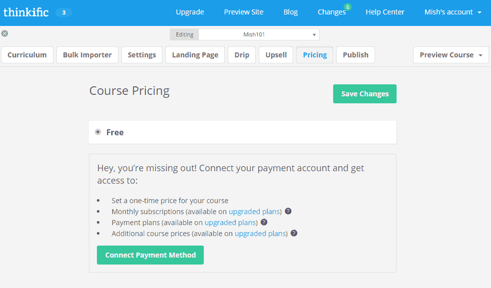 <p>To add pricing and payment method, click Pricing. To publish your course, click Publish.</p>