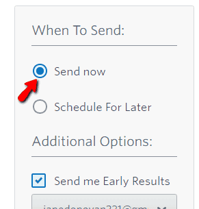 <p>To send the newsletter right away, tick Send Now > Click Send.</p>
