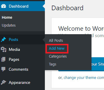 <p>To create a post, click on Add New under Posts from the dashboard.</p>