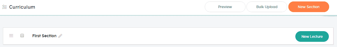 <p>You will be redirected to where you can add content to your course. Later on, you can go back to this page by going to the Curriculum area of a specific course. Add your course content. You can create a new section of lecture by clicking the New Section and New Lecture buttons on the page.</p>