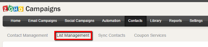 <p>Go to Contacts > List Management.</p>