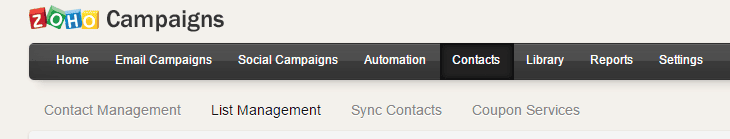 <p>Go to Contacts > List Management.</p>