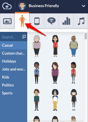 <p>Click on the characters icon and choose yours.</p>