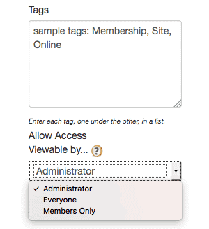 <p>Enter your tags and choose who can view your course in the drop down.</p>
