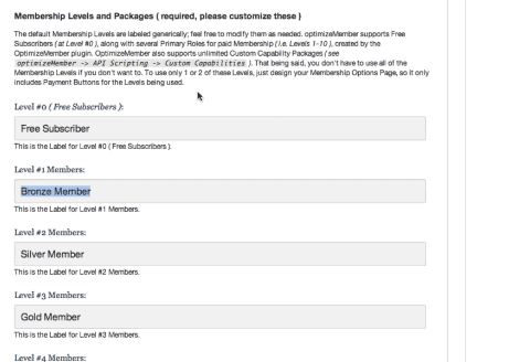 <p>Set membership levels and packages by going to Optimize Member > General Options > Click Define Membership Levels and Packages > Enter your preferred names for your membership levels > Click Save all Changes.</p>