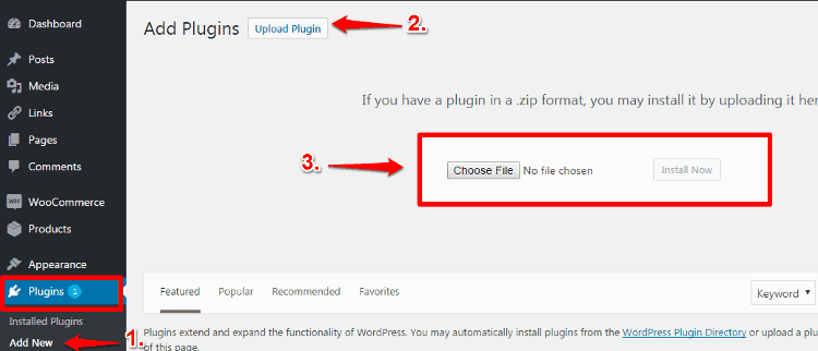 <p>At your WordPress dashboard, go to Plugins > Add New > Click Upload plugin. Click Choose File and upload the file you got from your purchase > Click Install Now and then Activate.</p>