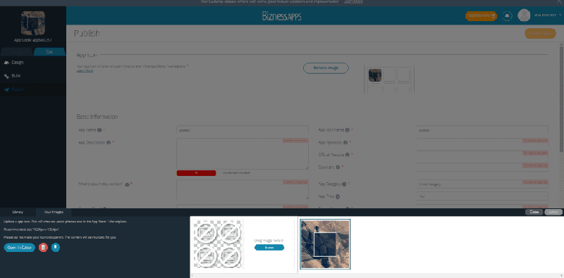 <p>Go to the Publish tab and upload an app icon.</p>