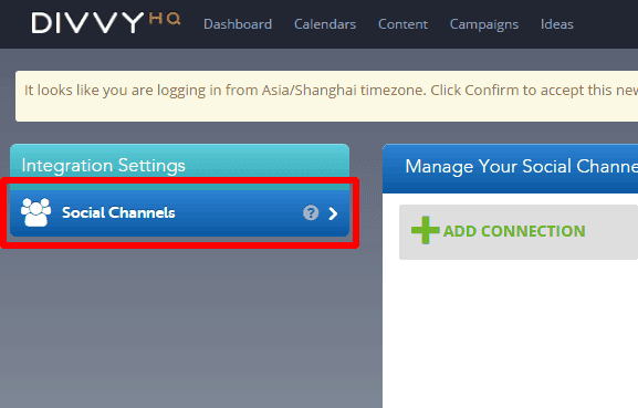 <p>Go to Social Channels and click Add Connection.</p>