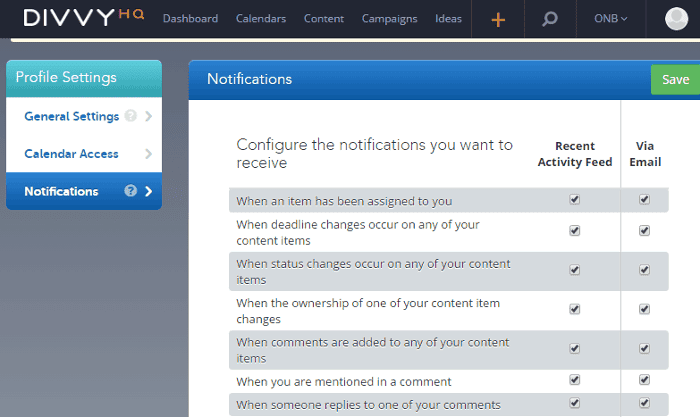 <p>Go to the Notification Settings and customize the actions and types of notifications you and your team will get.</p>