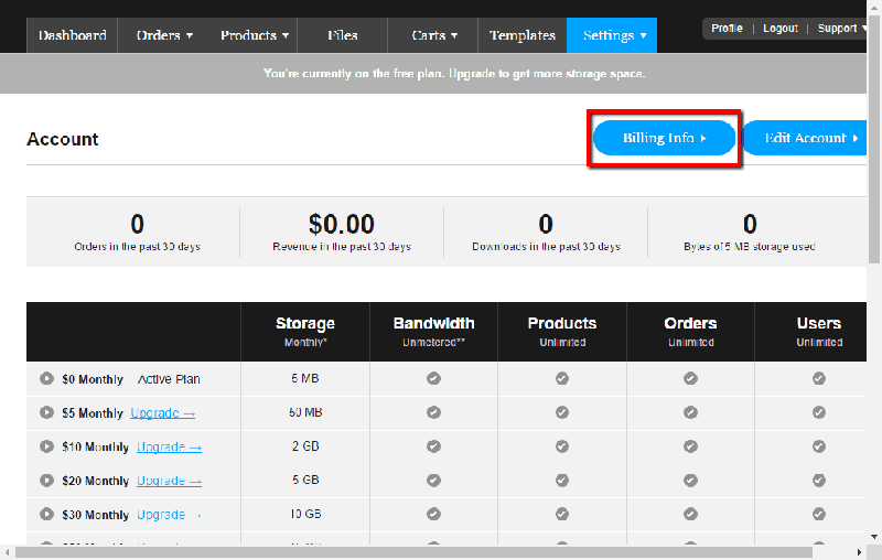 <p>Go to Settings > Account if you want to upgrade your free plan. Enter your credit card details on Billing Info >Click Upgrade beside the plan you want.</p>