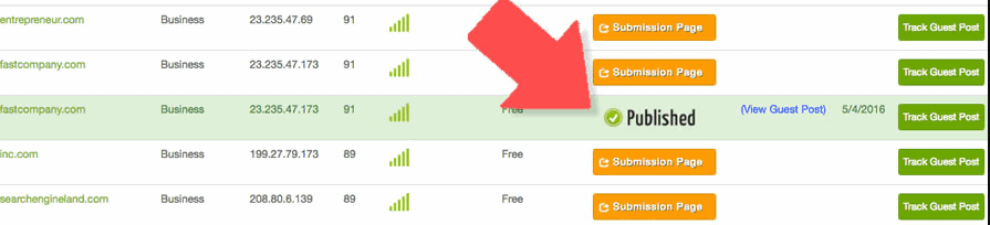 <p>Track your guest postings by clicking Track Guest Post beside your submitted blog.</p>