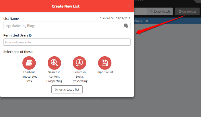 <p>Go to Create List and enter the list details.</p>
