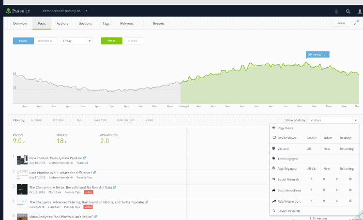 <p>Click Posts on the left tab and get detailed metrics on your specific posts. See what your audience looks like and compare it to the other posts that you have.</p>