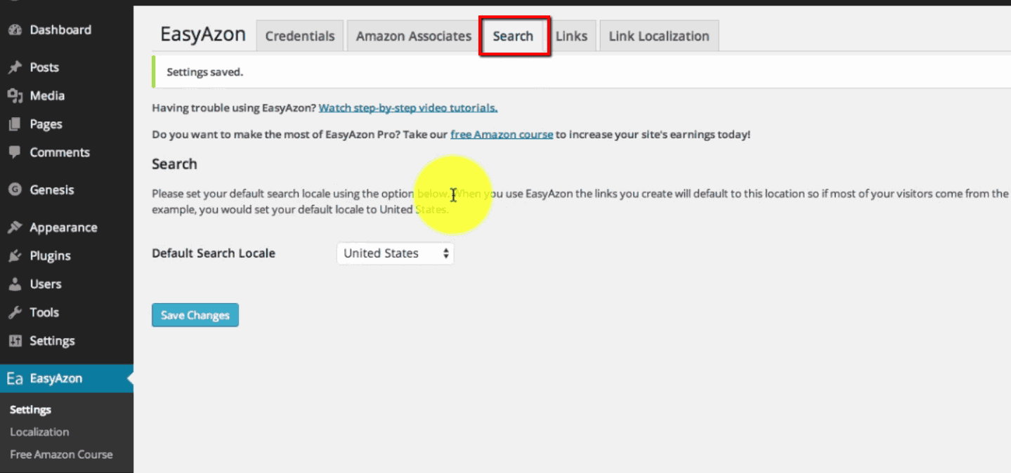 <p>On EasyAzon dashboard, click on Search (top menu) > beside Default Search Locale, choose your default country.</p>