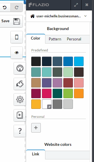 <p>Choose between the Color and Pattern tabs to choose a background on the Personal tab. Click the Save button found in the same area when you're done.</p>